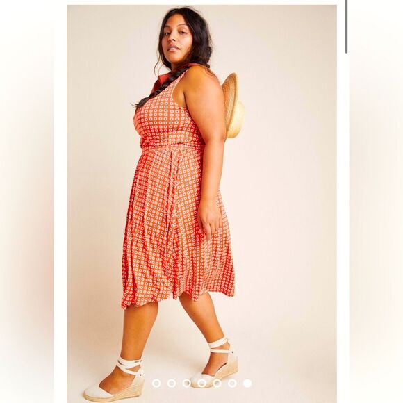 Anthropologie Maeve Brianne Cowl Neck Dress in Tangerine 1X NWOT - Picture 1 of 15